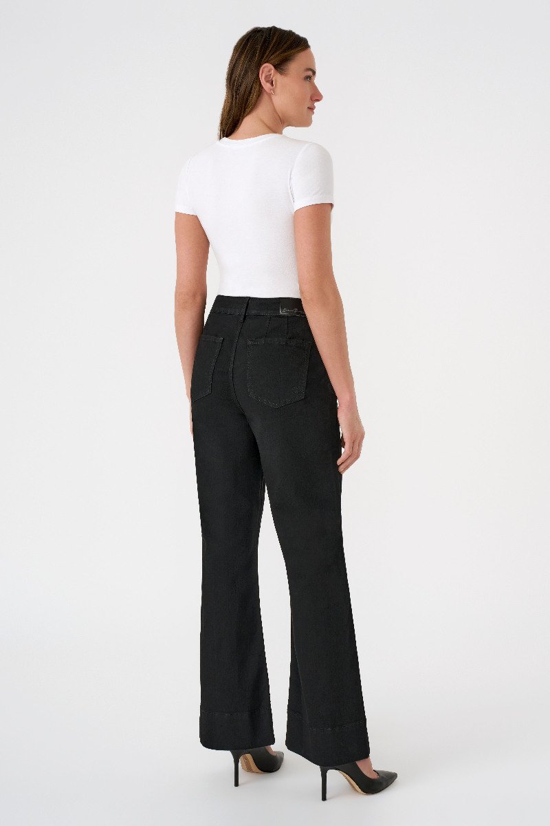 seven 7 Pintuck Wide Leg Jean Black