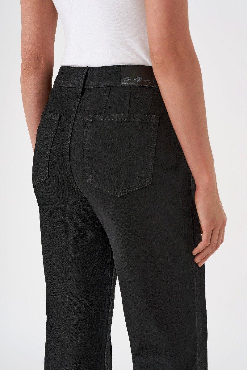 seven 7 Pintuck Wide Leg Jean Black