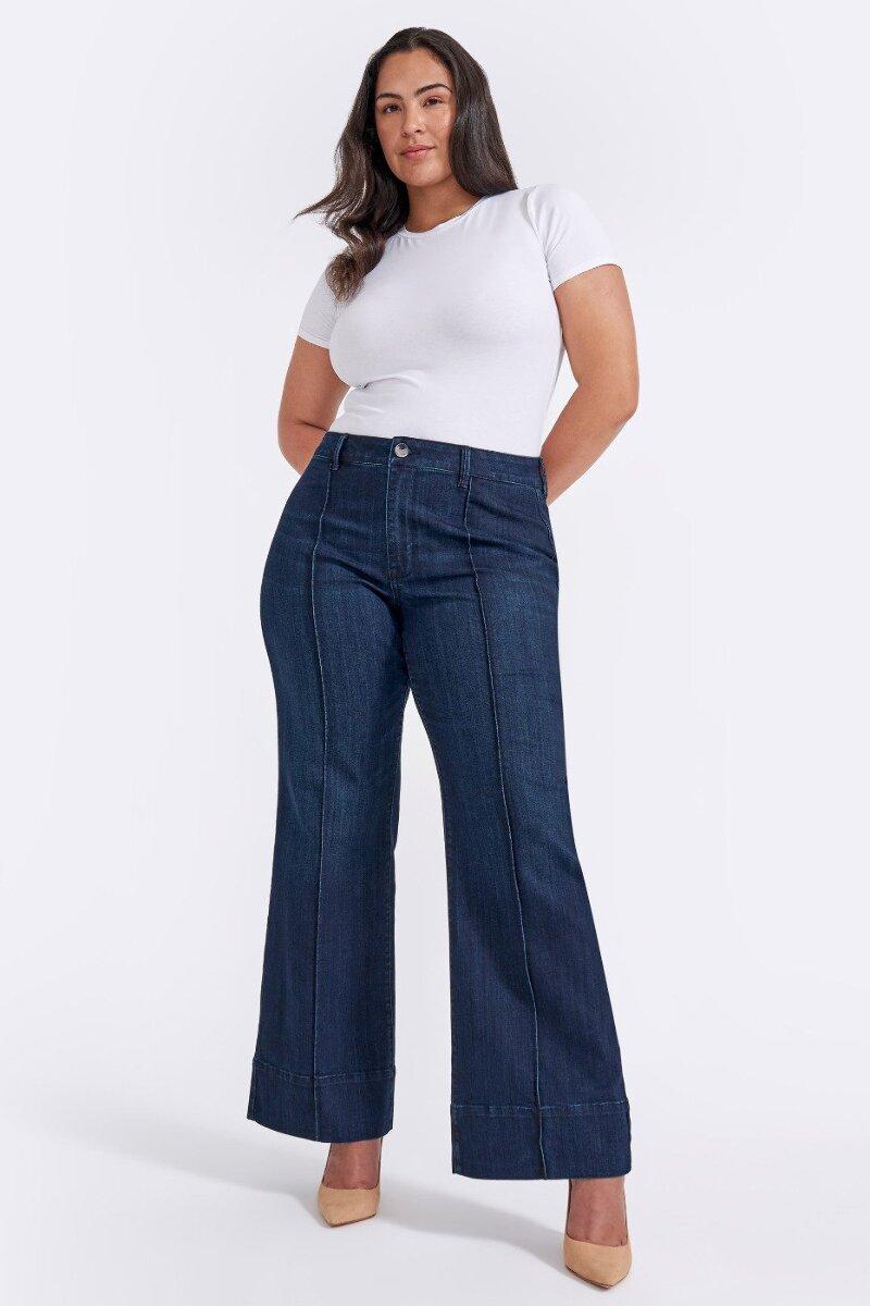 seven 7 Pintuck Wide Leg Jean Cruella