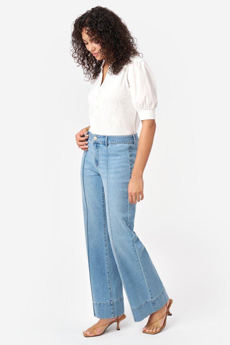 Seven 7 Pintuck Wide Leg Jean Martinique