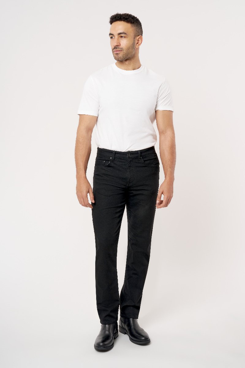 seven 7 Slim Straight Knit Denim Jean Black Rinse Wash