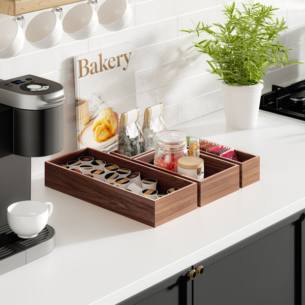 Seville Classics 10-Piece Acacia Storage Box Set Acacia