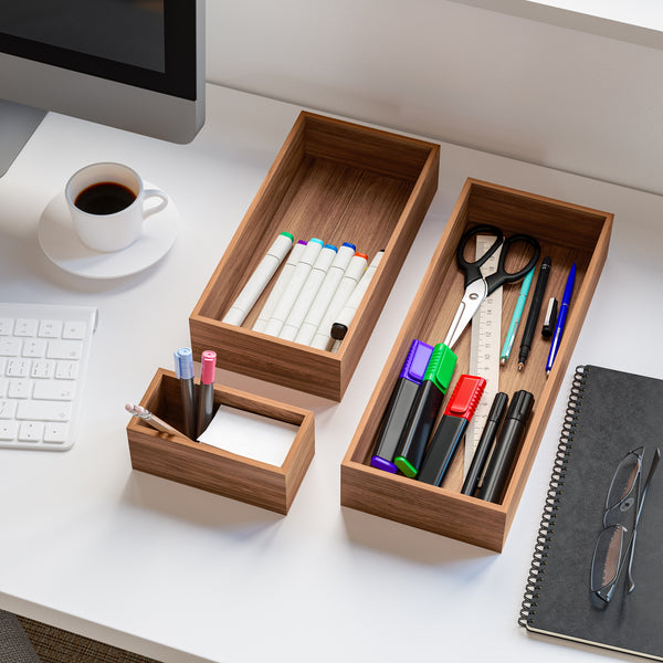 Seville Classics 10-Piece Acacia Storage Box Set Acacia