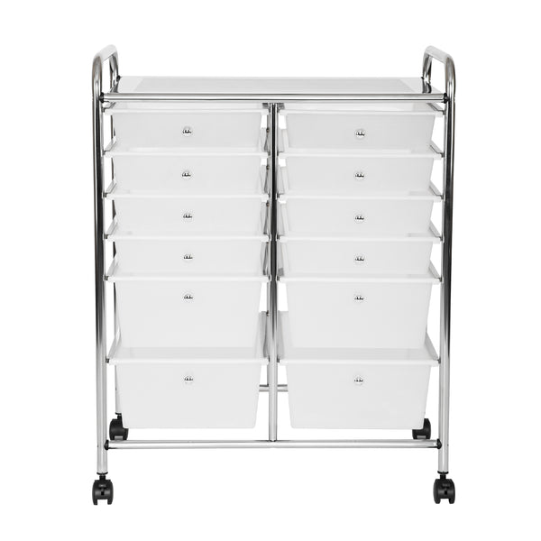 seville classics 12-Drawer Rolling Organizer Cart Frosted White ROLLING ORGANIZER CART