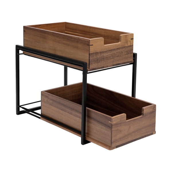 seville classics 2-Tier Acacia Sliding Baskets Acacia seville classics 2-Tier Acacia Sliding Baskets Acacia