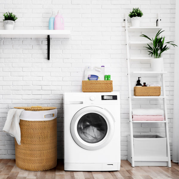 Seville Classics 3-Piece Handwoven Rattan Lidded Laundry Hamper Basket Set LAUNDRY