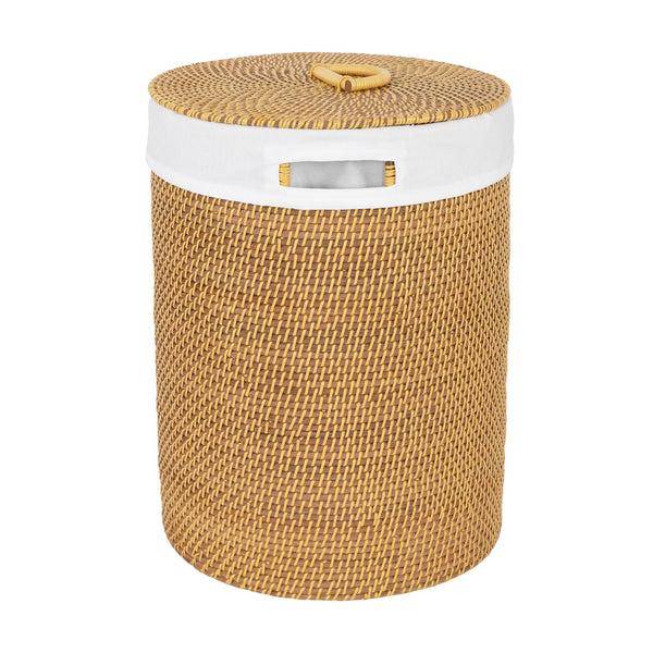 Seville Classics 3-Piece Handwoven Rattan Lidded Laundry Hamper Basket Set LAUNDRY