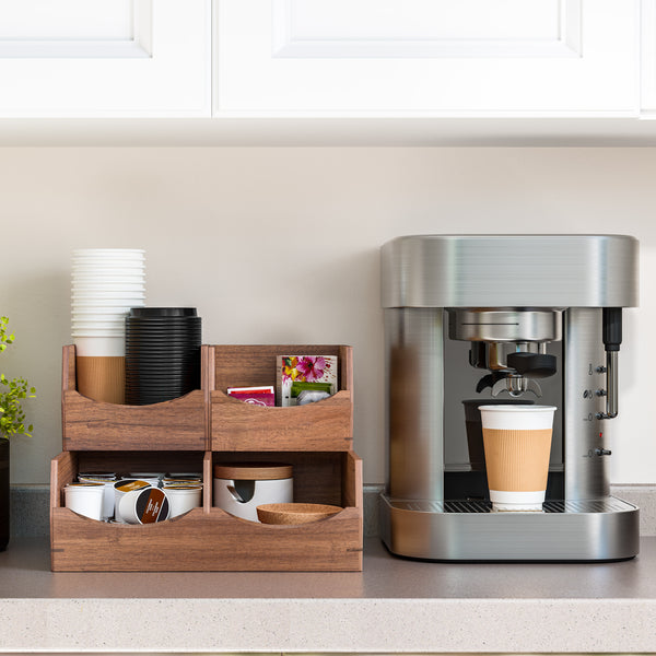 Seville Classics 3-Piece Stackable Acacia Organizer Set Acacia