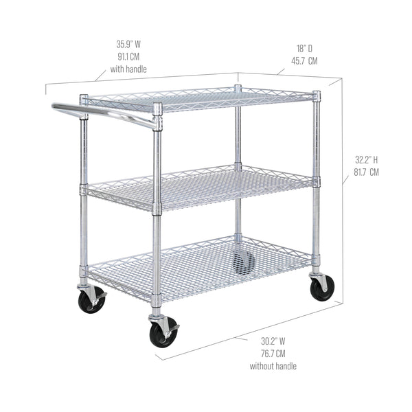 Seville Classics 3-Tier NSF-Certified Utility Cart Utility Cart