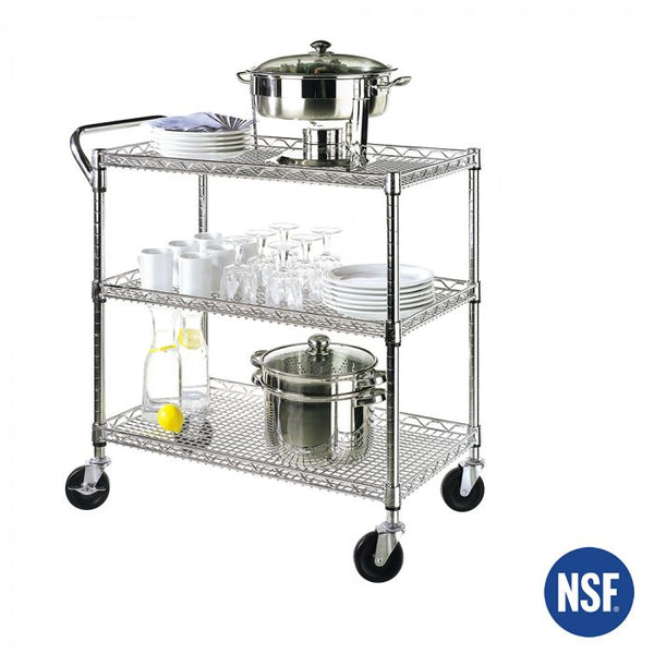 Seville Classics 3-Tier NSF-Certified Utility Cart Utility Cart