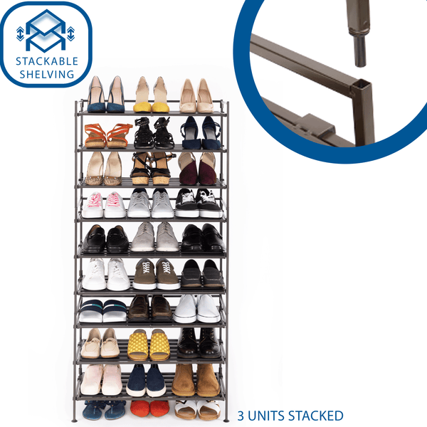 Seville Classics 3-Tier Resin Slatted Shoe Rack Shoe Rack