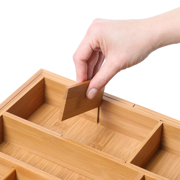 Seville Classics 4-Piece Bamboo Expandable Drawer Organizer And Box Set Bamboo
