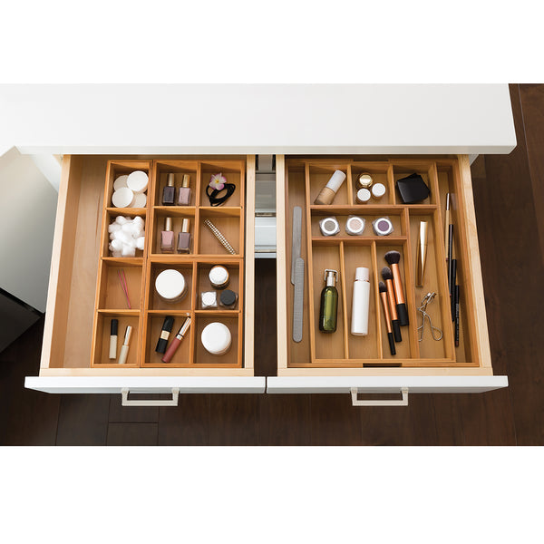 Seville Classics 4-Piece Bamboo Expandable Drawer Organizer And Box Set Bamboo
