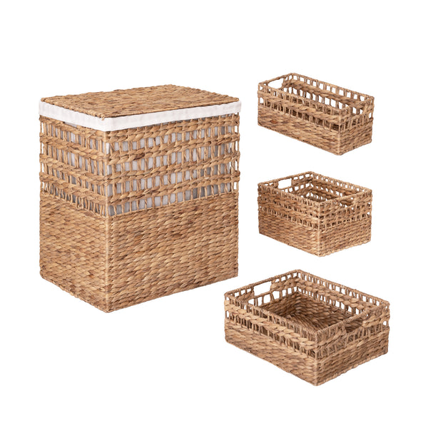 seville classics 4-Piece Natural Water Hyacinth Handwoven Laundry Hamper and Basket Set Laundry seville classics 4-Piece Natural Water Hyacinth Handwoven Laundry Hamper and Basket Set Laundry