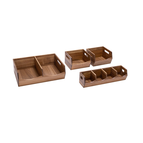 Seville Classics 4-Piece Stackable Acacia Bin Set Acacia