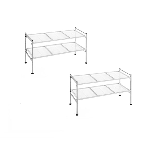 Seville Classics 4-Tier Metal Mesh Shoe Rack Silver Shoe Rack