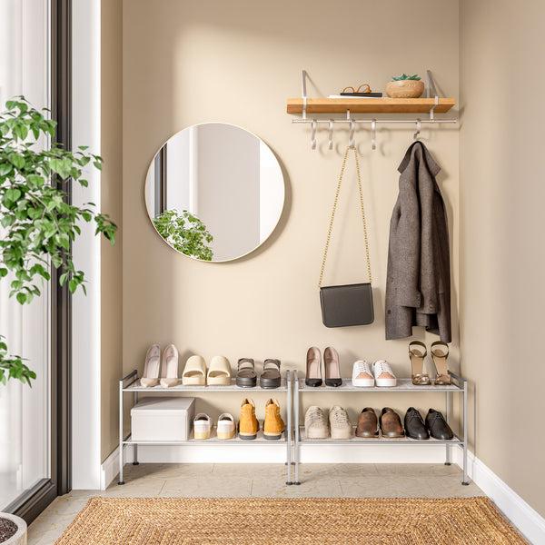 seville classics 4-Tier Metal Mesh Shoe Rack Silver Shoe Rack