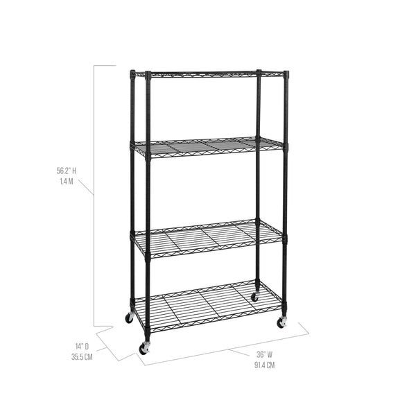 Seville Classics 4-Tier NSF-Certified Steel Shelving Black Shelving