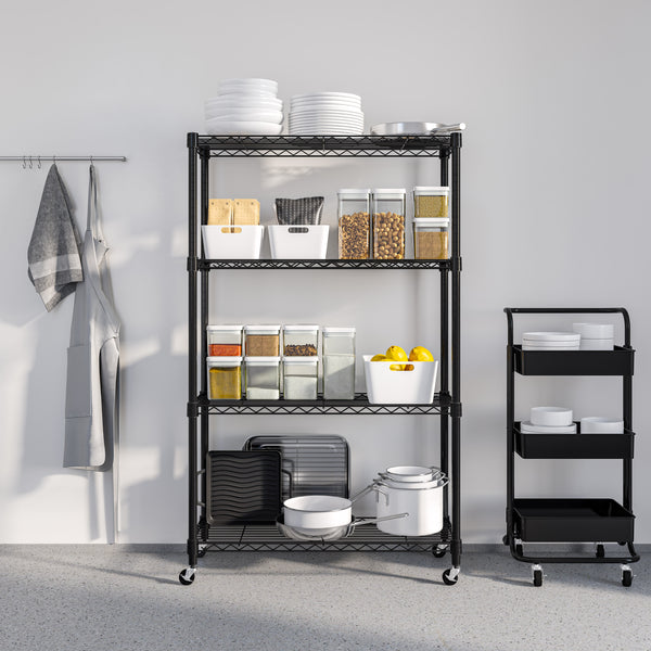 seville classics 4-Tier NSF-Certified Steel Shelving Black Shelving