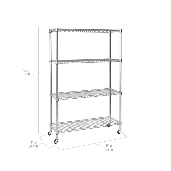 Seville Classics 4-Tier NSF-Certified Steel Shelving Silver Shelving