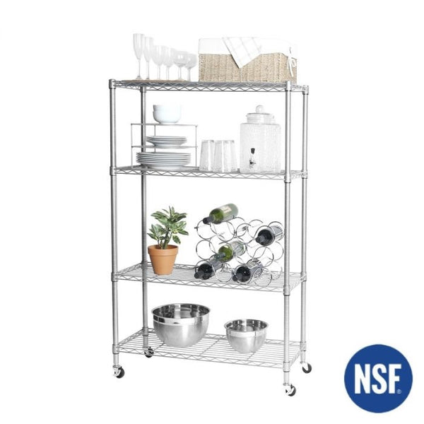 Seville Classics 4-Tier NSF-Certified Steel Shelving Silver Shelving