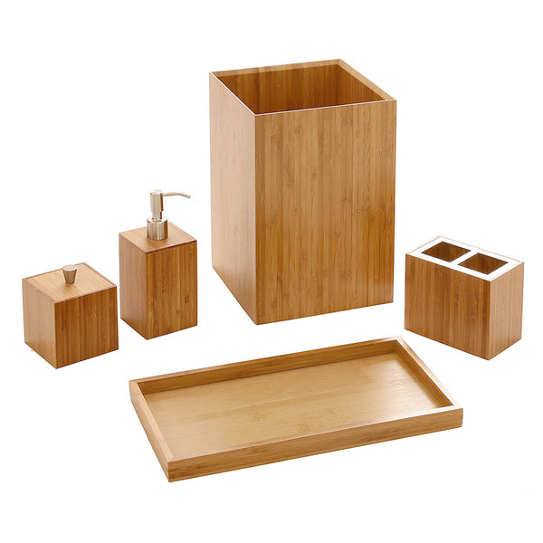 Seville Classics 5-Piece Bamboo Bath And Vanity Set Bamboo
