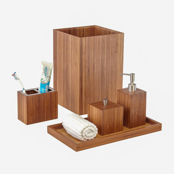 Seville Classics 5-Piece Bamboo Bath And Vanity Set Bamboo
