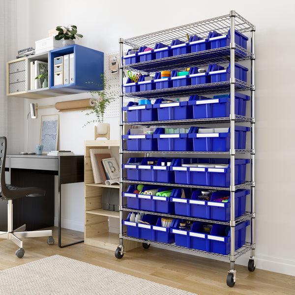 Seville Classics 8-Tier NSF-Certified 24-Bin Rack Blue Bin Rack
