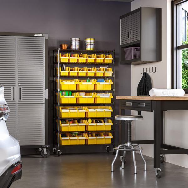 Seville Classics 8-Tier NSF-Certified 24-Bin Rack Yellow Bin Rack