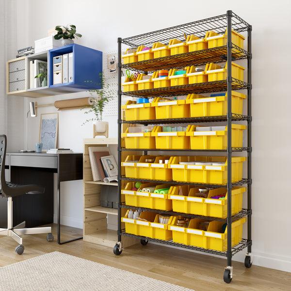 Seville Classics 8-Tier NSF-Certified 24-Bin Rack Yellow Bin Rack