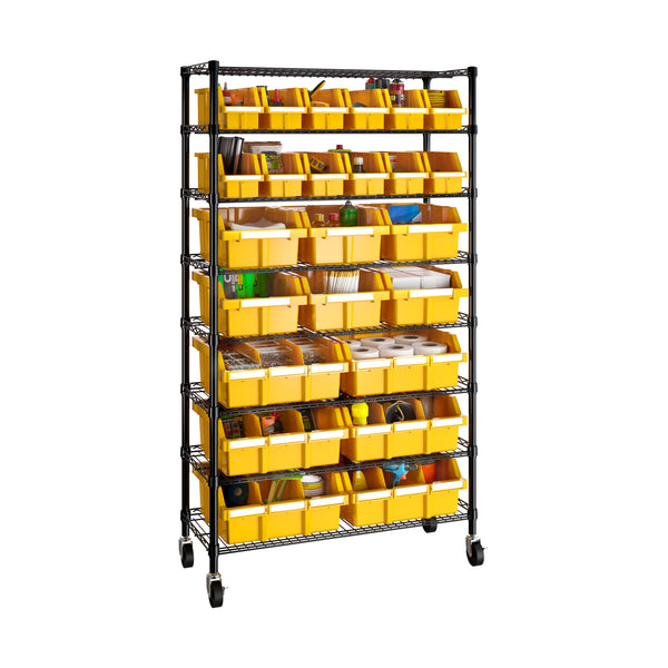 Seville Classics 8-Tier NSF-Certified 24-Bin Rack Yellow Bin Rack