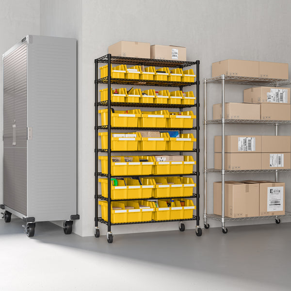 seville classics 8-Tier NSF-Certified 24-Bin Rack Yellow Bin Rack