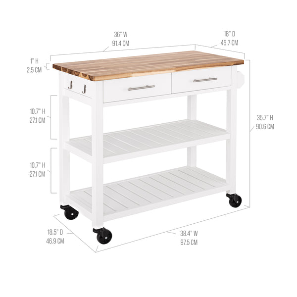 Seville Classics Acacia Top Kitchen Cart Workbenches U0026 Tables