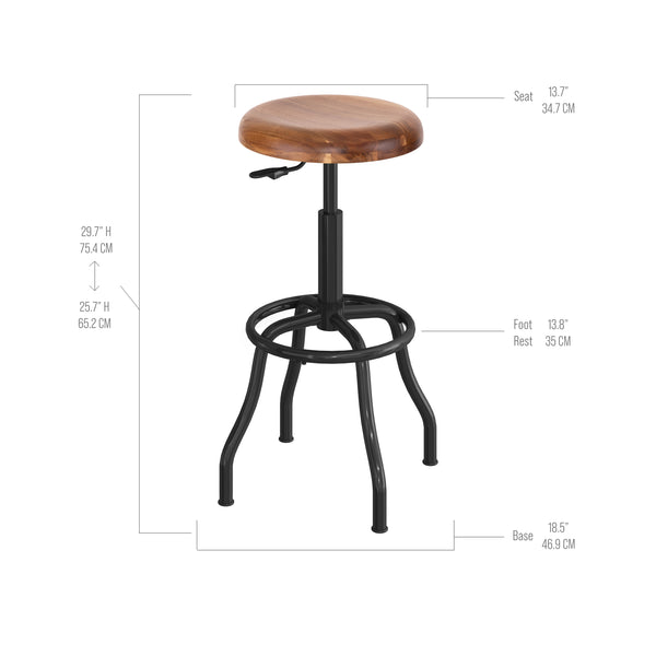 Seville Classics Acacia Wood Top Pneumatic Adjustable Work Stool Stools