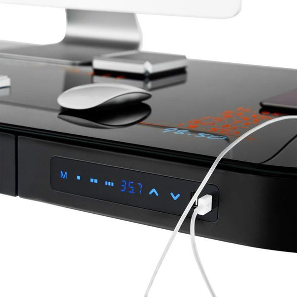 Seville Classics AirLIFT® 48" Tempered Glass Top Desk With Drawer Airlift