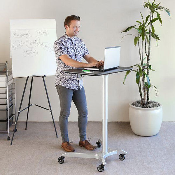 Seville Classics AirLIFT® Premium Pneumatic Sit-Stand Mobile Desk Cart Airlift