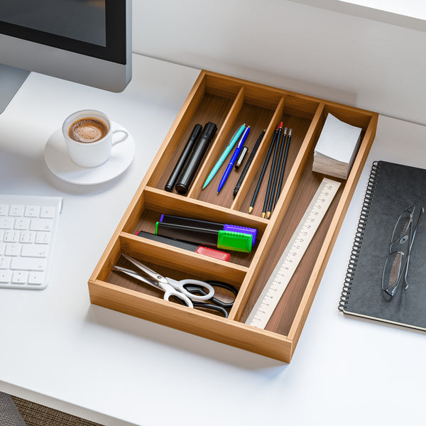 Seville Classics Bamboo Drawer Organizer Tray Bamboo