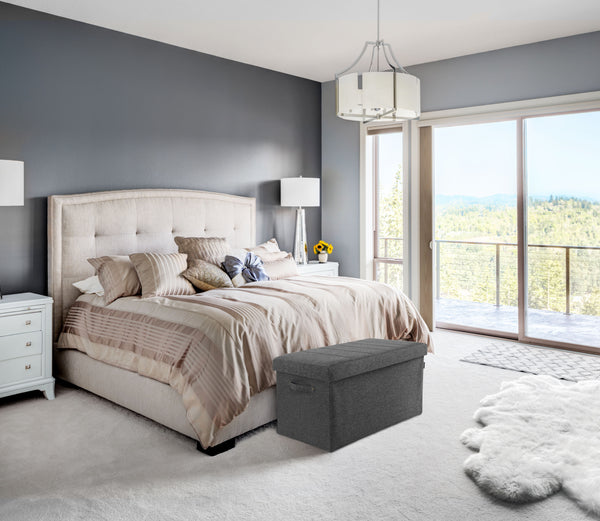 Seville Classics Channel Tufted Storage Trunk With Handles OTTOMANS U0026 BENCHES