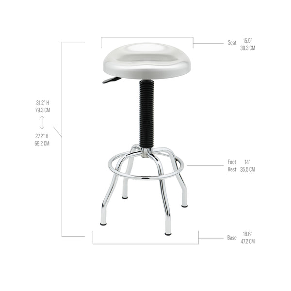 Seville Classics Contoured Stainless Steel Seat Pneumatic Adjustable Work Stool Stools