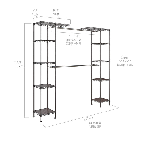 Seville Classics Expandable Closet Organizer System CLOSET ORGANIZATION