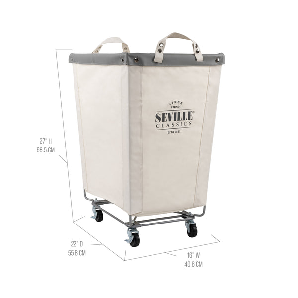 Seville Classics Heavy-Duty Rolling Laundry Hamper Natural White Laundry