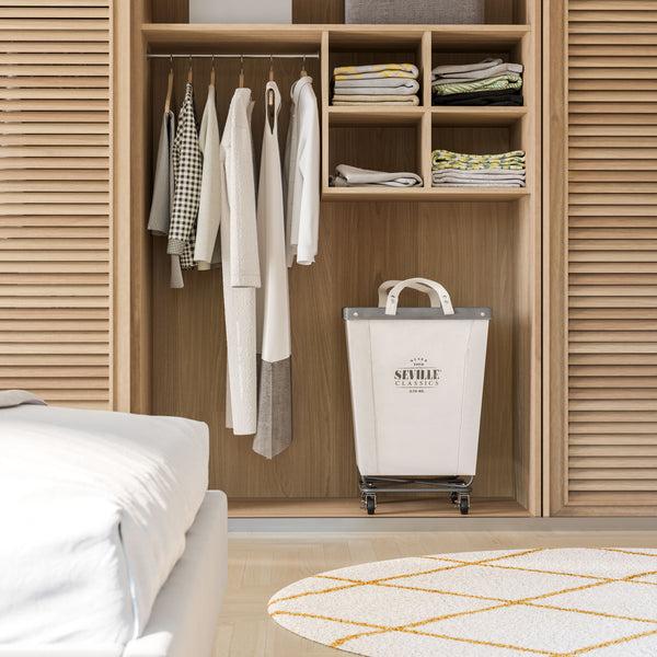 seville classics Heavy-Duty Rolling Laundry Hamper Natural White Laundry