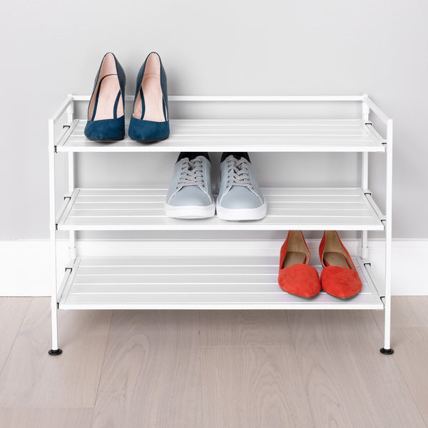 Seville Classics HOME 3-Tier Resin Slatted Shoe Rack Shoe Rack