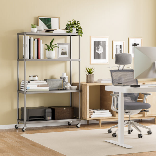 Seville Classics HOME 4-Tier Steel Shelving With Shelf Liners Shelving