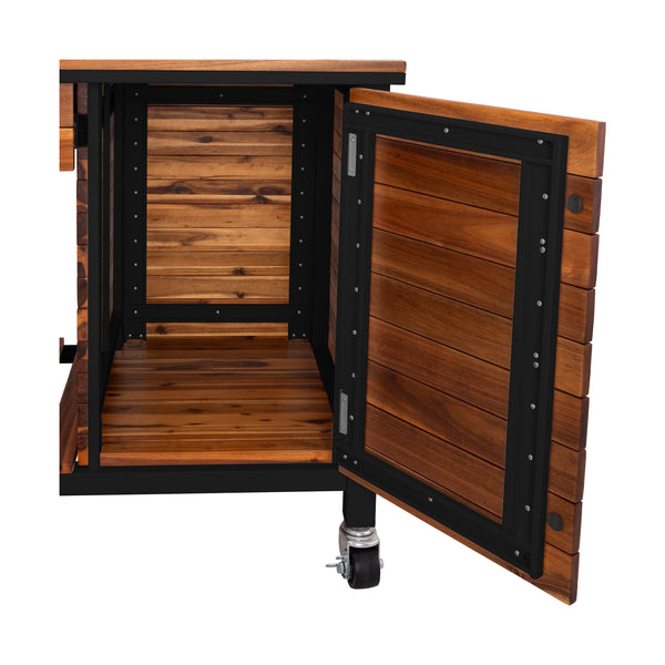 Seville Classics HOME Outdoor Acacia Wood Mobile Potting Bench Acacia