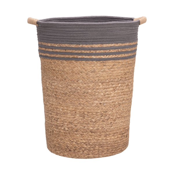 Seville Classics Natural Water Hyacinth And Rope Round Hamper With Liner Laundry