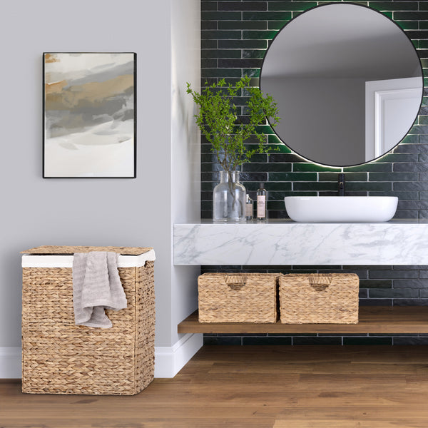 Seville Classics Natural Water Hyacinth Handwoven Lidded Laundry Hamper Laundry