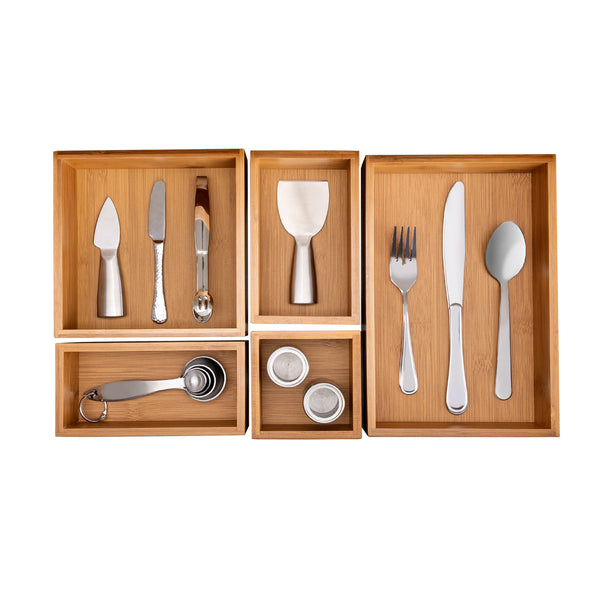 Seville Classics 5-Piece Bamboo Storage Set Bamboo