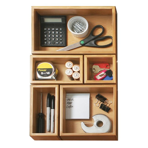 Seville Classics 5-Piece Bamboo Storage Set Bamboo