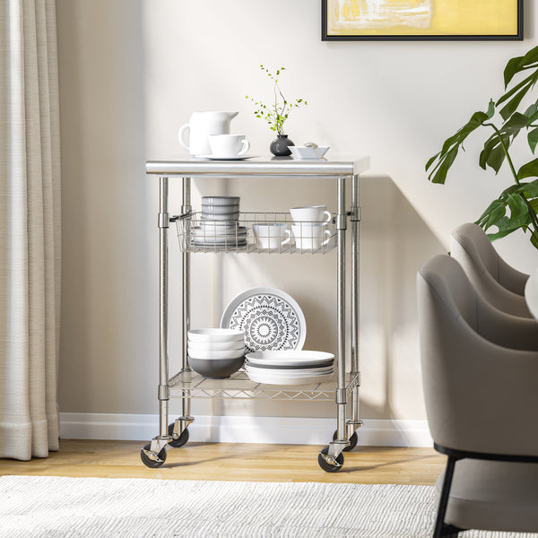 seville classics Stainless Steel NSF-Certified Utility Worktable Cart Workbenches u0026 Tables